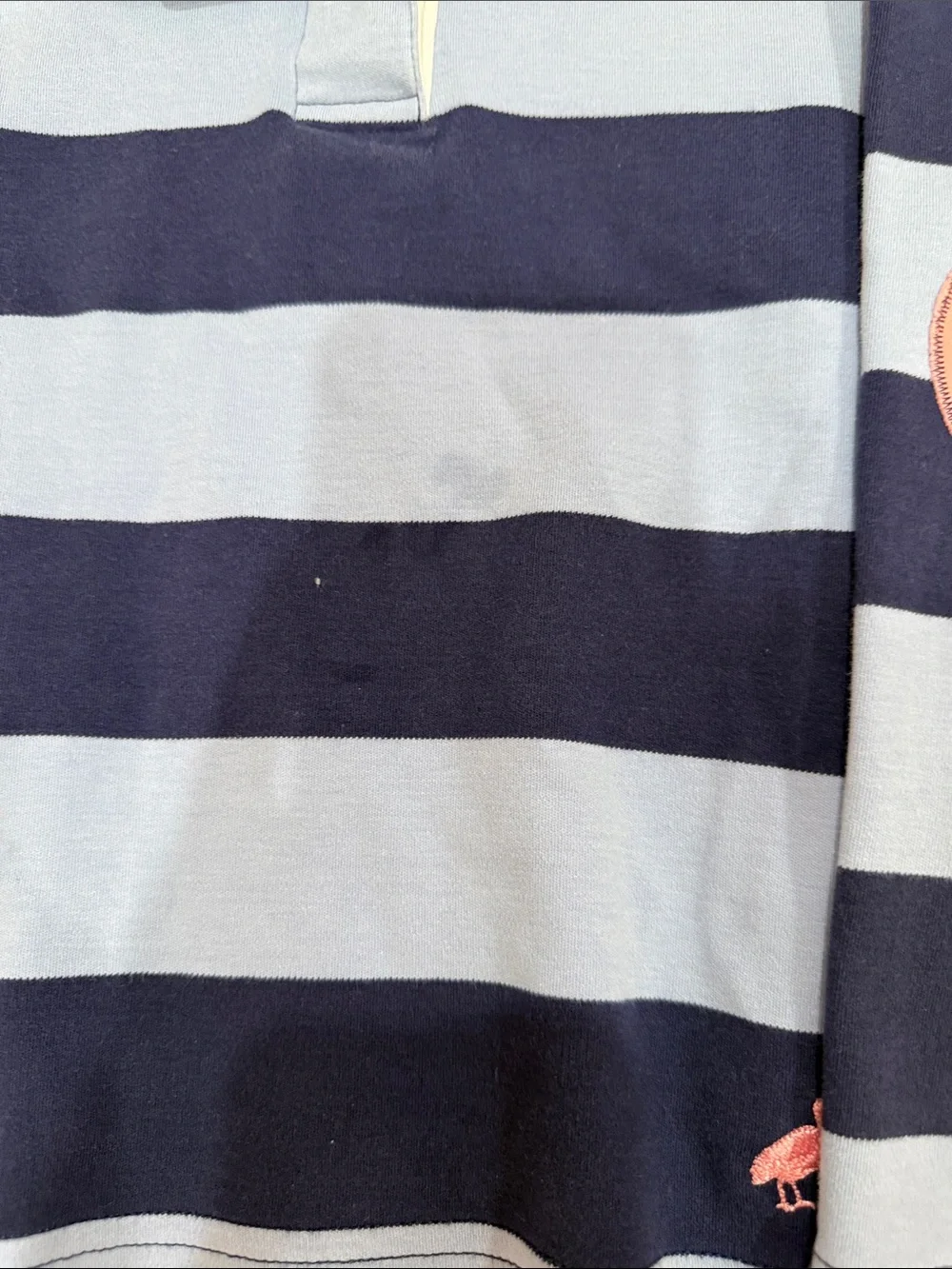 Kids Striped Rugby Shirt with Pink Heart Elbow Patches